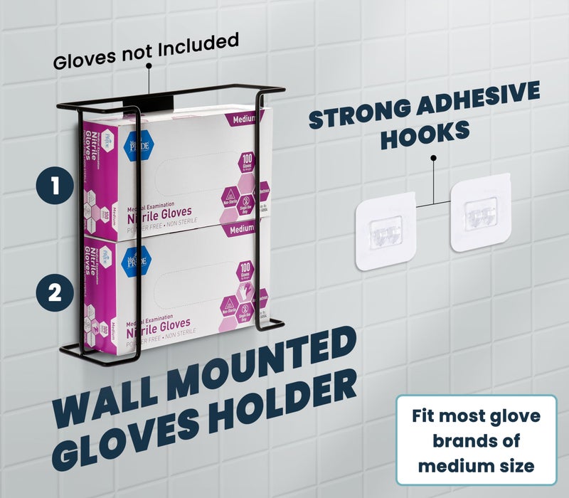 Alpine Glove Holder for Wall Mount - Latex Glove Holder Wire Glove Dispenser for Wall Disposable Glove Box & Tissue Box - Fits 2 Boxes (Black) - Image 2